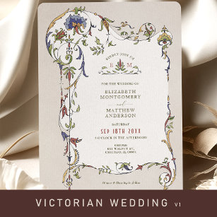 Convite Vintage Victorian Floral Ornaments Casamento Convi