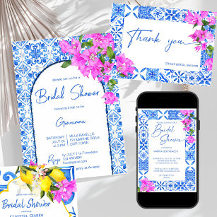 Azulejos azuis limão Bougainvillea Amalfi bridal