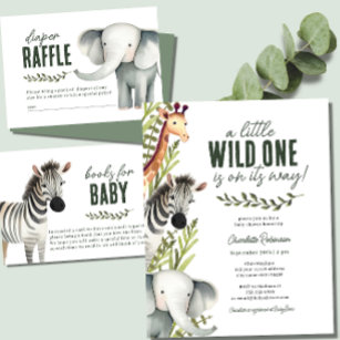 Cartão De Informações Livros de Animais Selvagens Safari para Chá de fra