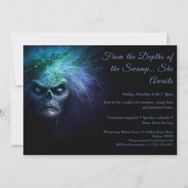 Swamp Hag Halloween Convite de festas (Frente)