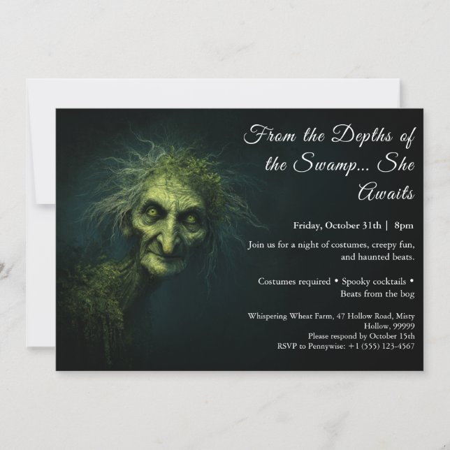 Swamp Hag Halloween Convite de festas (Frente)