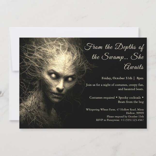Swamp Hag Halloween Convite de festas (Frente)