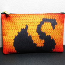 Swan Negro Em Laranja Torre Artisan Crochet Impres