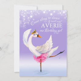 Swan no lago convites roxos de 6 aniversário de ba