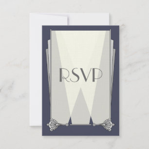Swanky Art Deco em Blue RSVP Card