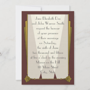 Swanky Art Deco em Convite para Casamento Vermelho