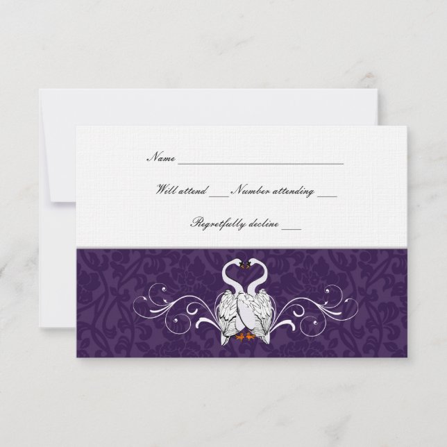 Swans Damask Purple Brocade rsvp (Frente)