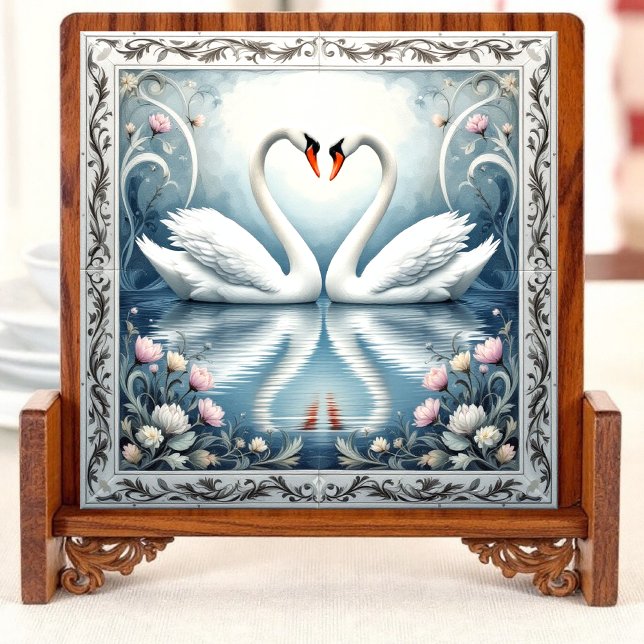 Swans in Love Cerâmica Azulejo (Criador carregado)