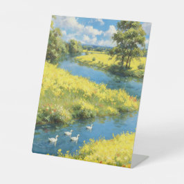 Swans in the Summer Stream