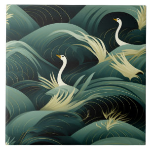 Swans in Waves, Chic Modern Design