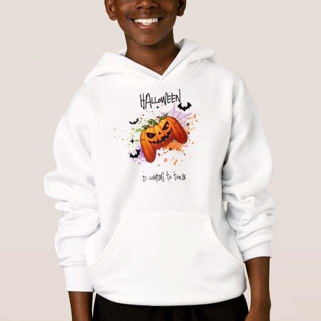 Sweatshirt "HALLOWEEN is coming to town" Pumpkin (Frente)