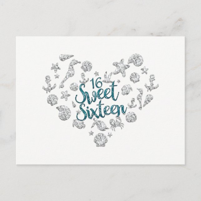 SWEET 16 Beach Convite de festas Save the Date (Sa (Frente)