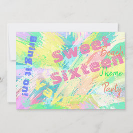 Sweet 16 Beach Theme Party Convite Pastel