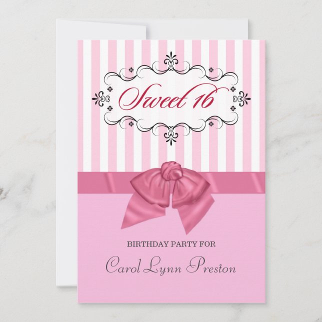 Sweet 16 - Convites de aniversário personalizados (Frente)