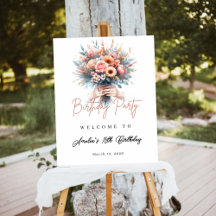 Sweet 16 Floral Birthday Party Welcome Sign