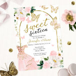 Sweet 16 Floral Vestido Borboleta Convite<br><div class="desc">Adorável, cor-de-rosa, doce dezesseis convites de festas de aniversários. Fácil de personalizar com seus detalhes. Entre em contato comigo via chat se tiver perguntas sobre o trabalho de arte ou precisar de personalização. Verifique se há mais itens na coleção. NOTA: para obter assistência sobre pedidos, envio, informações sobre produtos, etc.,...</div>