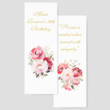 Sweet 16 Personalized Keepsake Bookmark