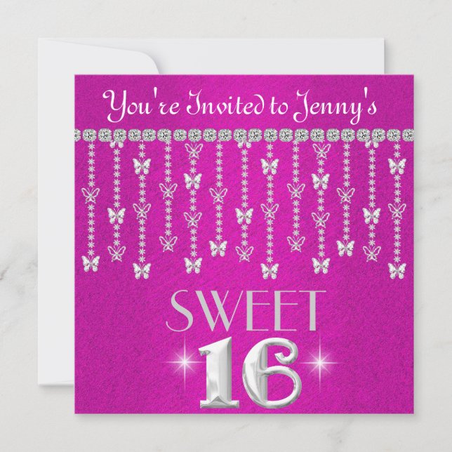 SWEET 16 PINK QUENTE Convite (Frente)