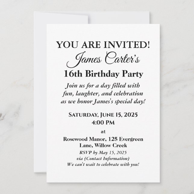 Sweet 16 Splash Bash: Convite de festas do lado do (Frente)