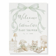 Sweet Animals Sage Green Ribbon Vintage Foam Board