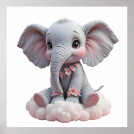 Sweet Baby Elephant Wall Art - Nursery Poster