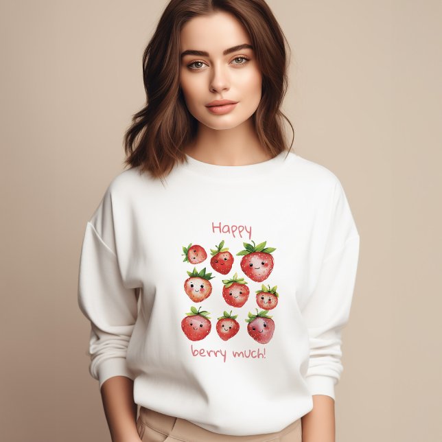 Sweet de Morango Feliz | Cute Top para Mulheres (Criador carregado)
