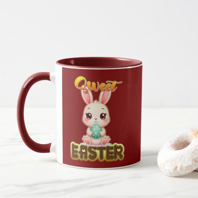 Sweet Easter Bunny – Cute Chocolate - caneca (Com Donut)