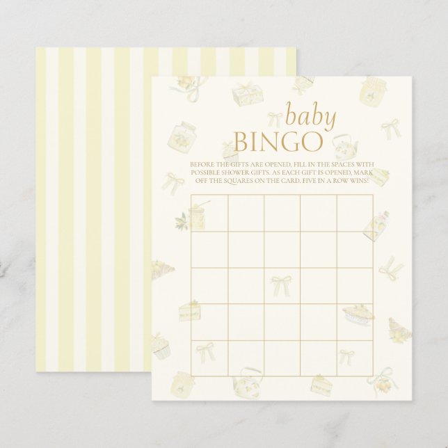 Sweet Little Lemon Baby Shower Bingo Game (Frente/Verso)