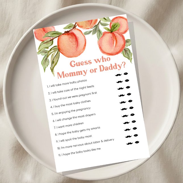 Sweet Little Peach Baby Shower Guess Who Game (Criador carregado)