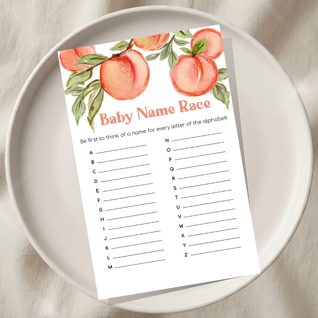 Sweet Little Peach Baby Shower Name Race Game (Criador carregado)