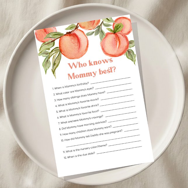 Sweet Little Peach Baby Shower Who knows Mom Game (Criador carregado)