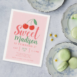 Sweet One Girl Birthday Convite Cherry Summer