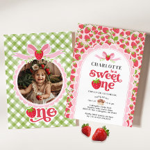 Sweet One Strawberry 1º Convite de Aniversário