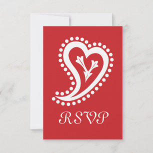 Sweet Paisley Hearts em Cherry RSVP Card