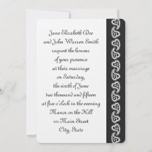 Sweet Paisley Hearts em Convite para Casamento Neg