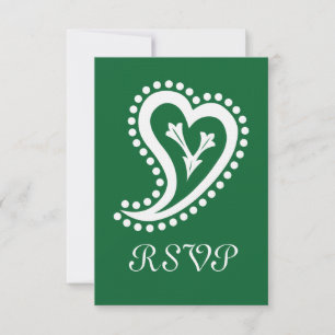 Sweet Paisley Hearts em placa RSVP Verde