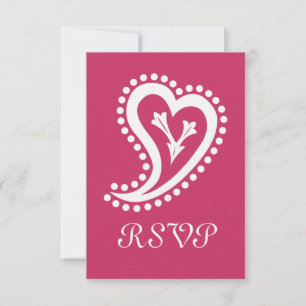 Sweet Paisley Hearts em Raspberry RSVP Card