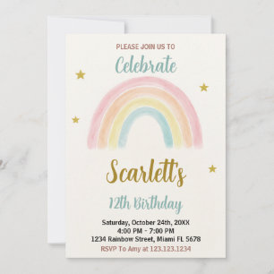 Sweet Rainbow - Convite de Aniversário