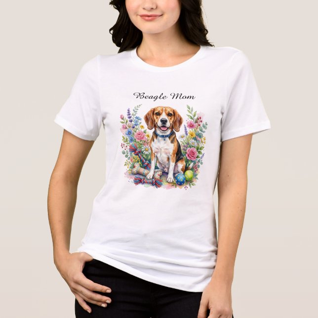 Sweet Watercolor Beagle in Flowers Personalized (Frente)