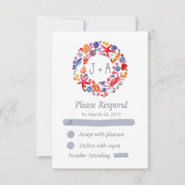 Sweet Watercolor Sea Wreath Beach Weding RSVP