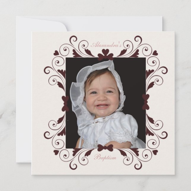 Sweetheart Frame Photo Baptism Convite (Frente)