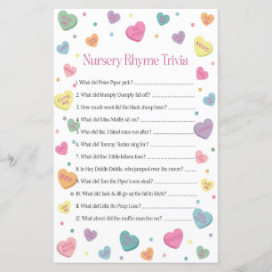 Sweetheart Nursery Rhyme Trivia Jogo do Chá de fra