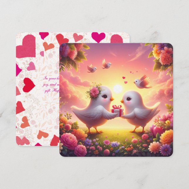Sweetheart Serenade - Cartão de Namorados de aves- (Frente/Verso)