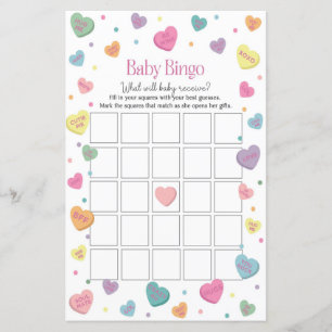 Swetheart Candy Baby Bingo Jogo do Chá de fraldas