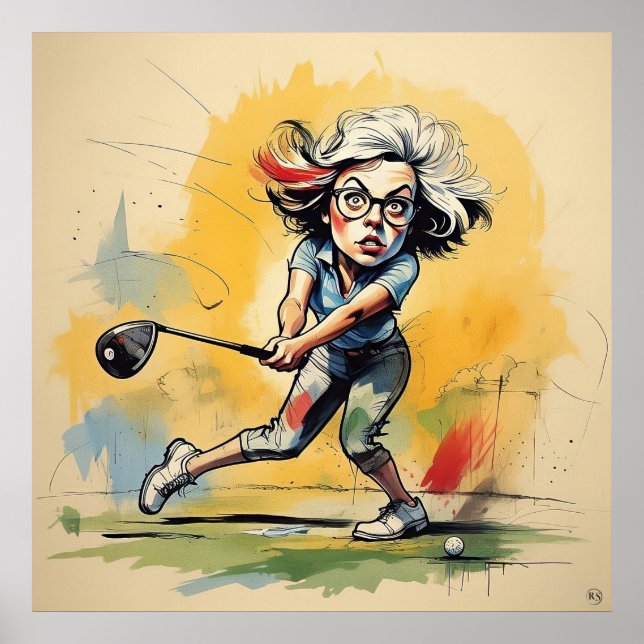 Swings de Golfe Únicas - Impressão de Arte de Golf (Frente)