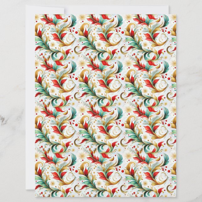 Swirled christmas floral craft paper (Frente)