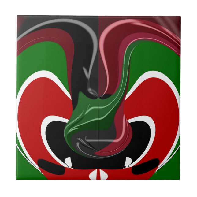 Swirling Kenyan Flag: Uma arte moderna do Motif (Frente)