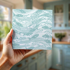 Swirling School of Fish in Teal ID1200