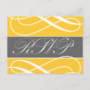Swirls - Cartões postais RSVP de Casamento - Cinza
