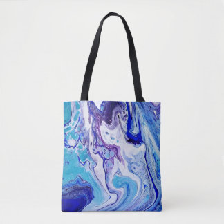 Swirls of Dynamic Blues on Tote